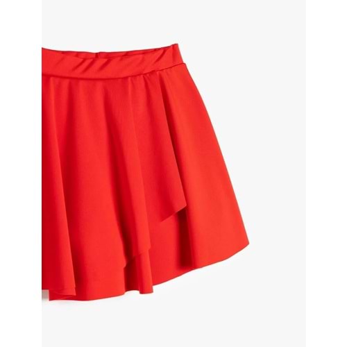 Kız Çocuk Beli Lastikli Pileli Kruvaze Basic Mini Şort Etek 5SKG40032AK