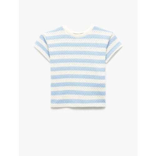 Erkek Bebek Kısa Kollu Bisiklet Yaka Çizgili Jakarlı Tişört 5SMB10258TK