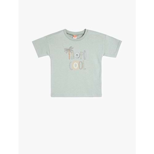 Erkek Bebek Slogan Baskılı Kısa Kollu Pamuklu Tişört 5SMB10182TK