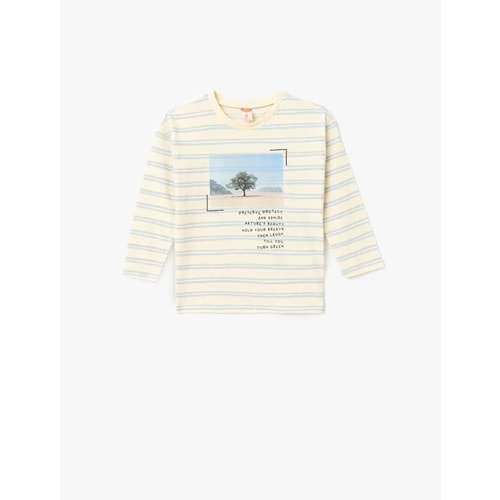 Erkek Bebek Fotoğraf Baskılı Pamuklu Uzun Kollu Tişört 5SMB10180TK