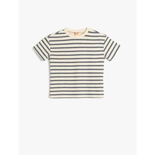 Erkek Bebek Pamuklu Kısa Kollu Çizgili Tişört 5SMB10142TK