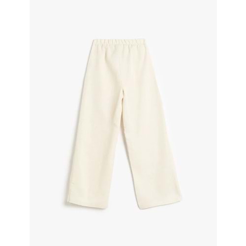 Kız Çocuk Beli Bağcıklı Viskon ve Keten Karışımlı Bol Paça Pantolon 5SKG40065AW