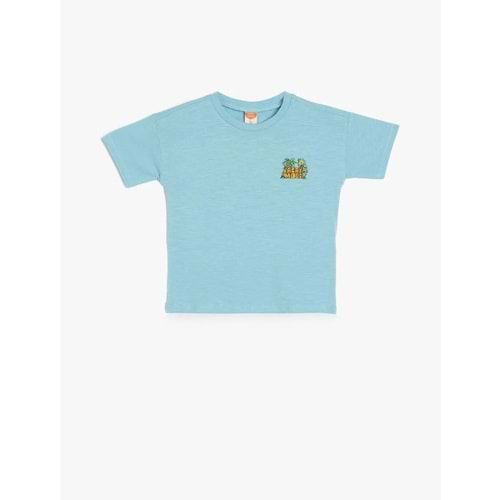 Erkek Bebek Baskı Detaylı Kısa Kollu Pamuklu Tişört 5SMB10016TK