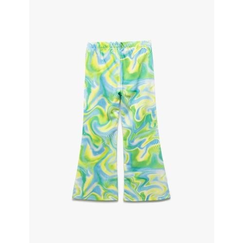 Kız Çocuk Beli Lastikli Desenli İspanyol Paça Pantolon 5SKG40076AK