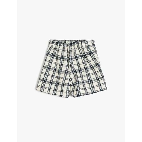 Kız Çocuk Ekose Desenli Yüksek Belli Tüvit Şort 5SKG40076AW