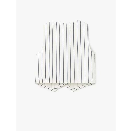 Kız Çocuk Pamuklu Düğme Detaylı V Yaka Çizgili Yelek 5SKG20018AD