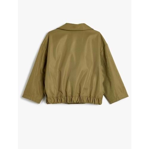 Kız Çocuk Mevsimlik Mont Kruvaze Yaka Cep Detaylı Uzun Kollu Düğmeli 5SKG20020AW