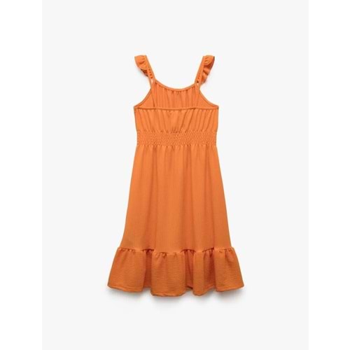 Kız Çocuk Fırfırlı Gipe Detaylı Askılı Midi Elbise 5SKG80011AK