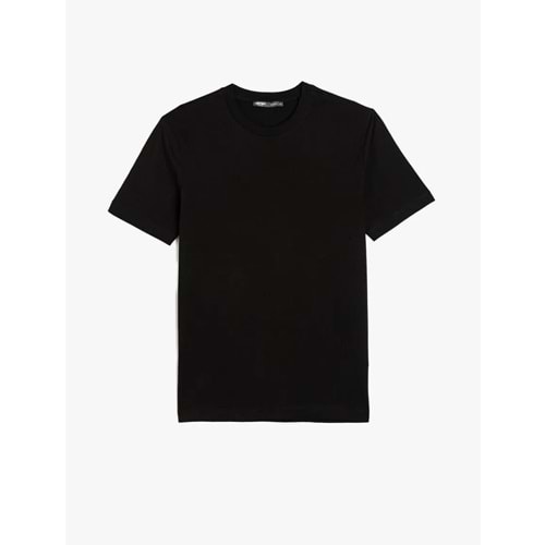 Pamuklu Kısa Kollu Bisiklet Yaka Basic Slim Fit Tişört 5SAM10345HK