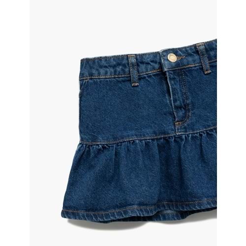 Kız Çocuk Pamuklu Fırfır Detaylı Denim Etek 5SKG70011AD