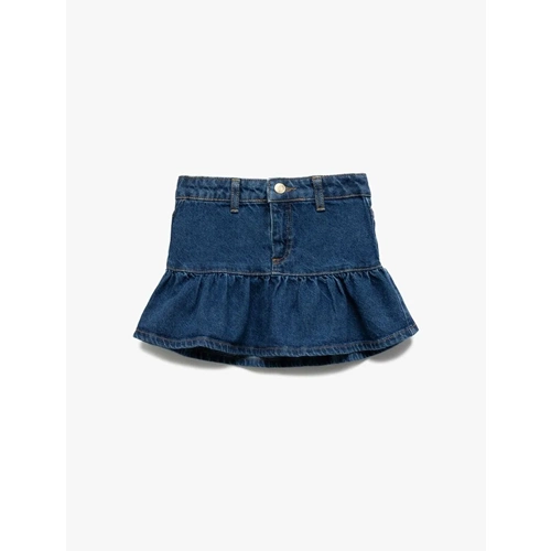 Kız Çocuk Pamuklu Fırfır Detaylı Denim Etek 5SKG70011AD
