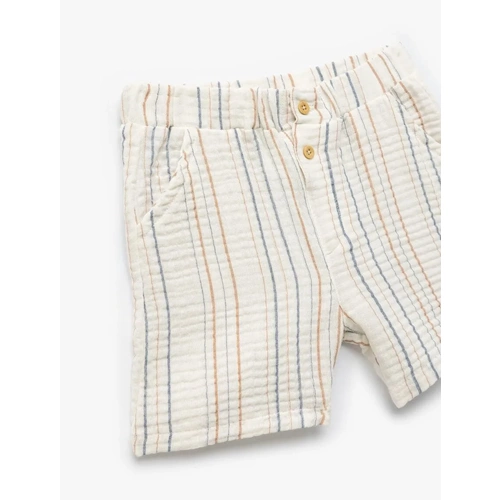 Erkek Bebek Pamuklu Düğme Detaylı Çizgili Müslin Şort 5SMB40090TW
