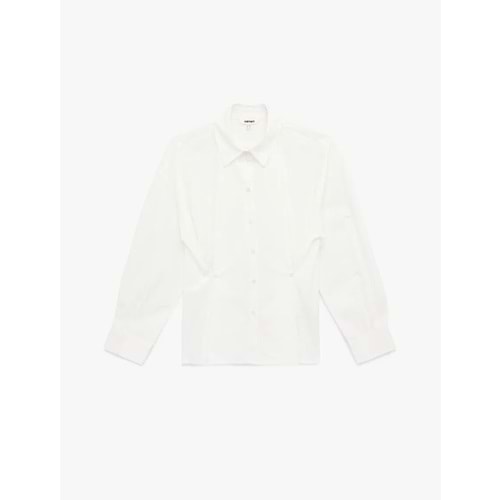 Regular Fit Uzun Kollu Düğme Detaylı Poplin Gömlek 6SAK60132PW