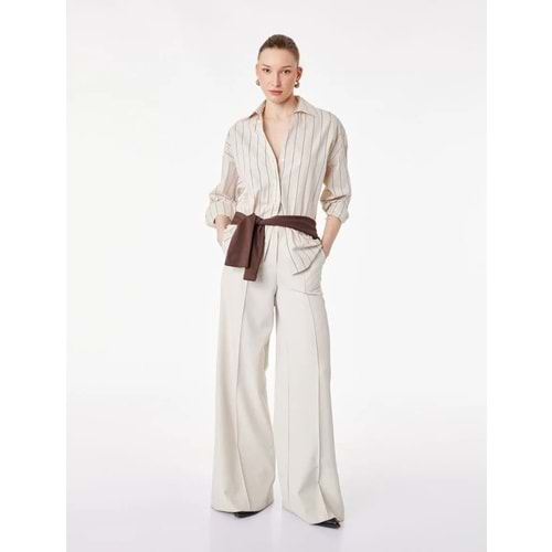 Pamuklu Regular Fit Uzun Kollu Düğmeli Çizgili Poplin Gömlek 6SAK60153PW