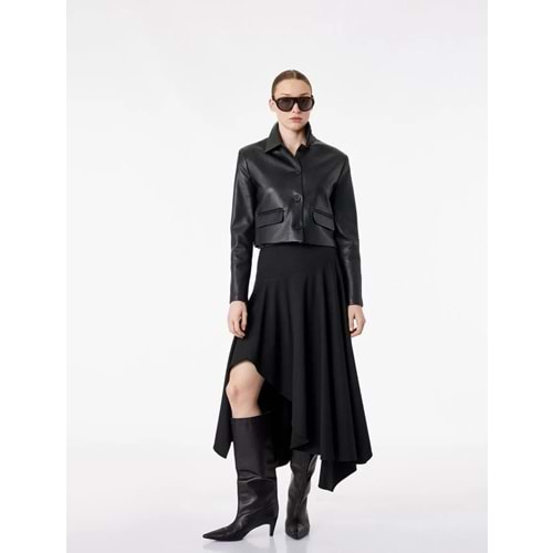 Yüksek Bel Kemer Detaylı Kloş Midi Etek 6SAK70132UW