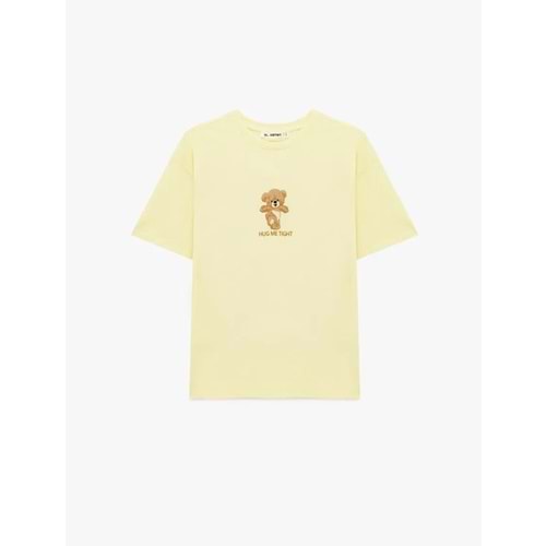 Baskılı Bisiklet Yaka Pamuklu Ayıcıklı Tişört 6SAL10306IK