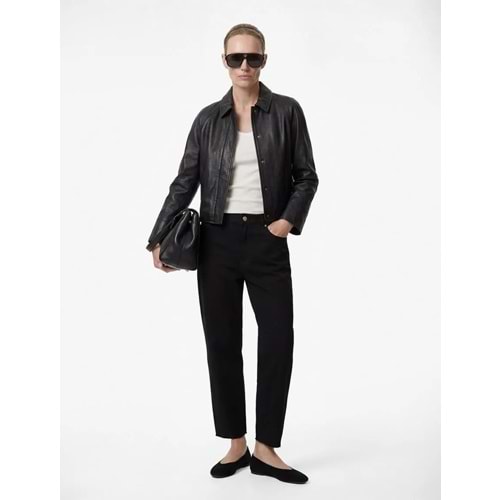 Beli Bağcıklı Pamuklu Cepli Pantolon - Loose Straight Fit Jeans 6SAL40075MW