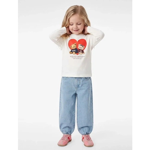 Kız Bebek Uzun Kollu Pamuklu Ayıcık Baskılı Tişört - 7WMG10098AK