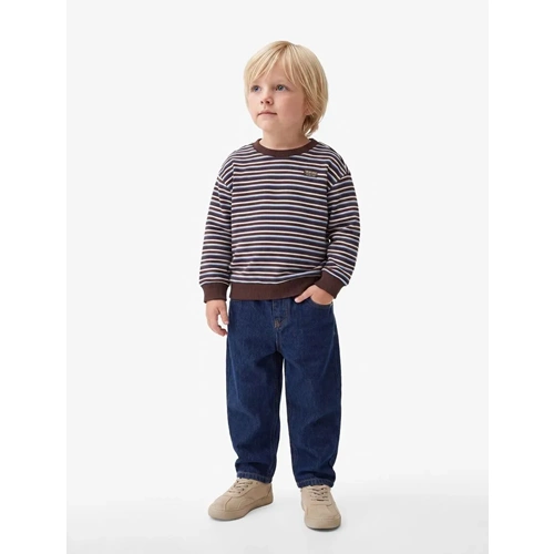 Erkek Bebek Pamuklu Çizgili Oversize Sweatshirt - 7WMB10152TK