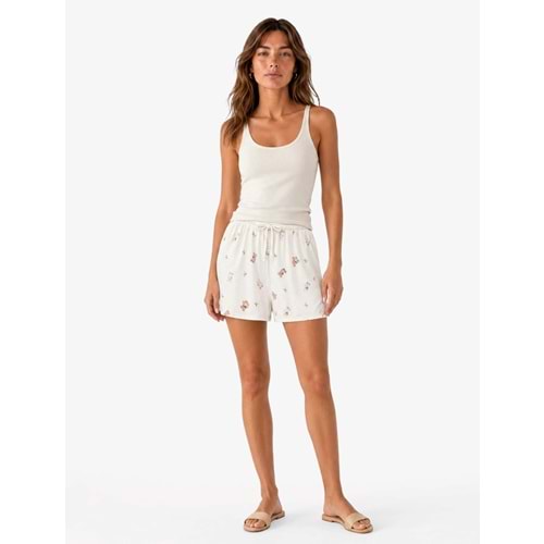 Dantel Detaylı Rahat Kesim Ayıcık Baskılı Şort Pijama Altı - 7WLK80013MK