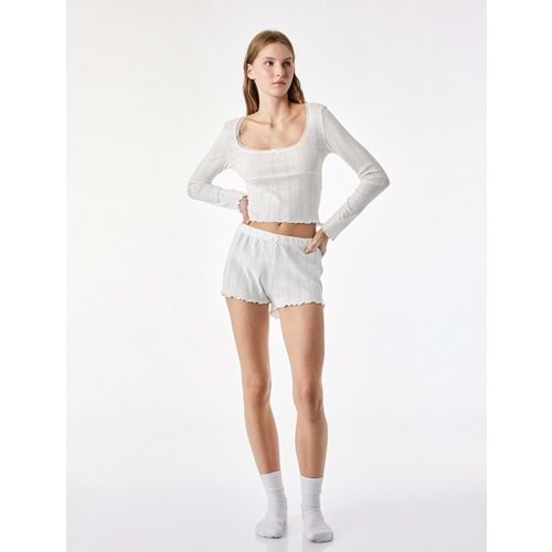Pamuklu Beli Lastikli Rahat Kesim Şort Pijama Altı - 7WLK80012MK