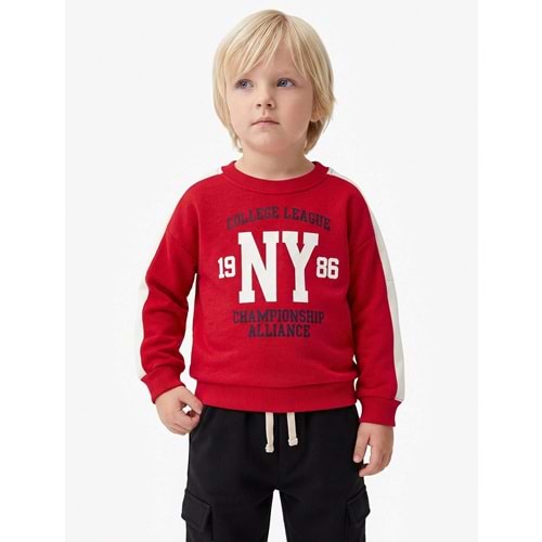 Erkek Bebek Pamuklu Uzun Kollu Bisiklet Yaka Baskılı Sweatshirt 7WMB10054TK - KOTON - KIRMIZI - 3-4 YAŞ - ST00012395-475790