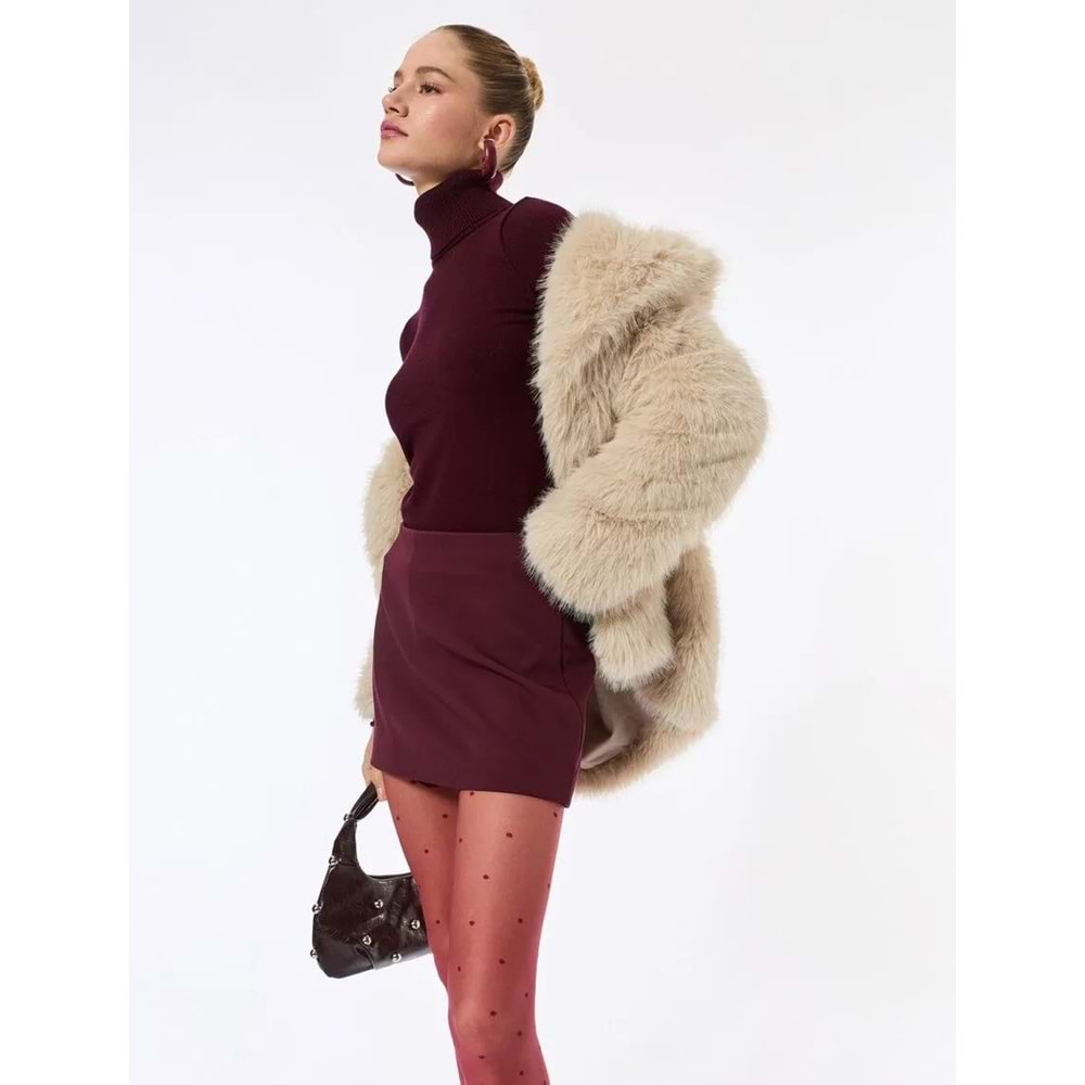 Kadın Giyim Suni Kürk Kaban Kruvaze Uzun Kollu - KOTON - 6WAK00009EW - BEJ - 34