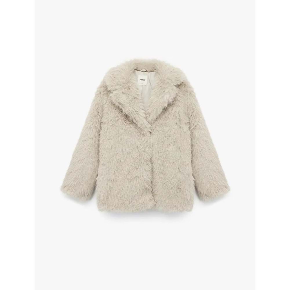 Kadın Giyim Suni Kürk Kaban Kruvaze Uzun Kollu - KOTON - 6WAK00009EW - BEJ - 34