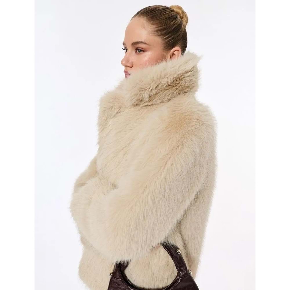 Kadın Giyim Suni Kürk Kaban Kruvaze Uzun Kollu - KOTON - 6WAK00009EW - BEJ - 34