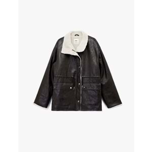 Kadın Giyim Bonded Kaban Uzun Kollu Kruvaze İçi Peluş Astarlı - KOTON - 6WAK00049EW - KAHVERENGİ - 44