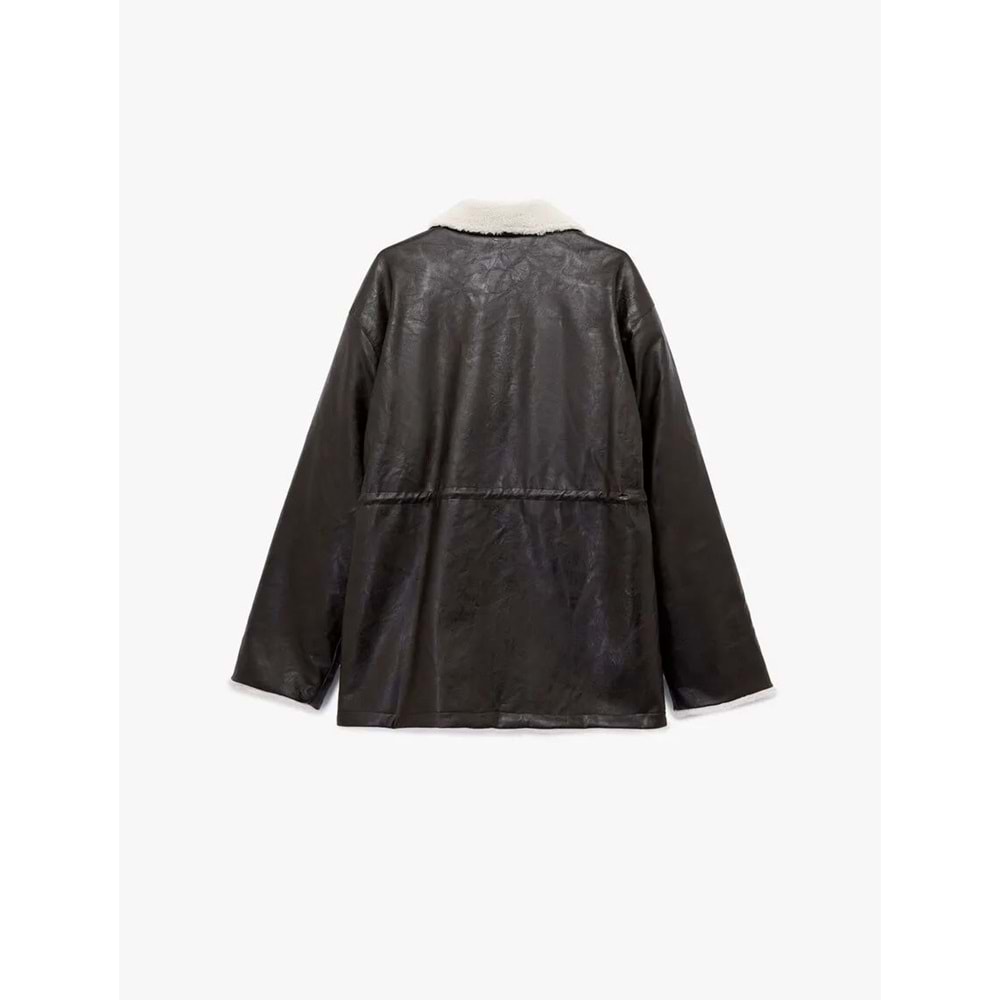 Kadın Giyim Bonded Kaban Uzun Kollu Kruvaze İçi Peluş Astarlı - KOTON - 6WAK00049EW - KAHVERENGİ - 44