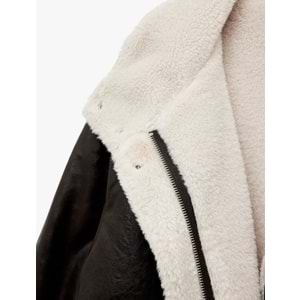 Kadın Giyim Bonded Kaban Uzun Kollu Kruvaze İçi Peluş Astarlı - KOTON - 6WAK00049EW - KAHVERENGİ - 44