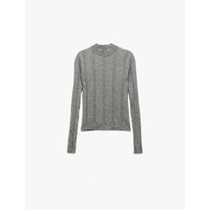 Kadın Giyim Dik Yaka Uzun Kollu Triko Kazak - KOTON - 6WAK90036HT - GRİ - M