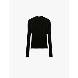 Kadın Giyim Dik Yaka Uzun Kollu Triko Kazak - KOTON - 6WAK90036HT - SİYAH - M