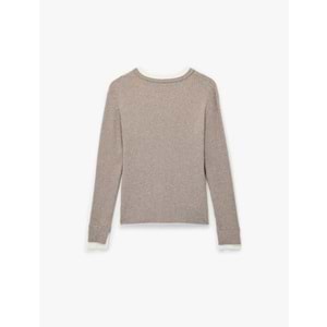 Kadın Giyim Düğmeli Uzun Kollu Bisiklet Yaka Triko Kazak - KOTON - 6WAK90404HT - VİZON - S