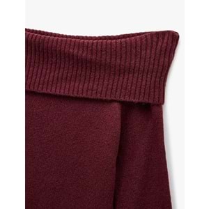 Kadın Giyim Madonna Yaka Omzu Açık Triko Kazak - KOTON - 6WAL90183HT - BORDO - S