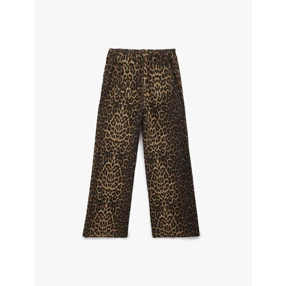 Kadın Giyim Leopar Desenli Pantolon - Straight Fit Jeans - KOTON - 6WAL40052MW - LEOPAR DESENLİ