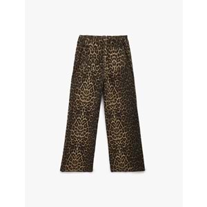 Kadın Giyim Leopar Desenli Pantolon - Straight Fit Jeans - KOTON - 6WAL40052MW - LEOPAR DESENLİ