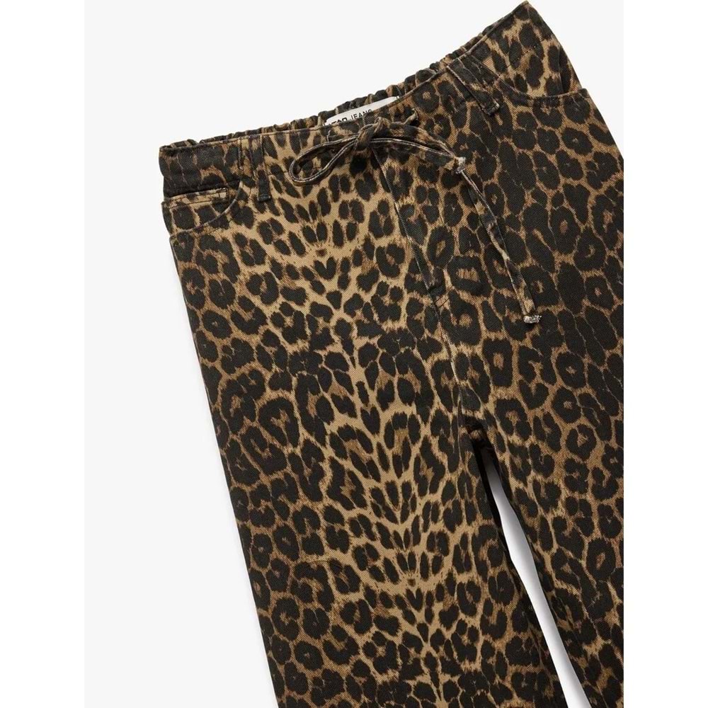 Kadın Giyim Leopar Desenli Pantolon - Straight Fit Jeans - KOTON - 6WAL40052MW - LEOPAR DESENLİ