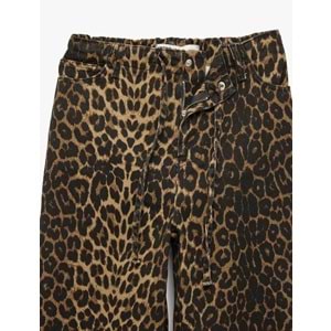 Kadın Giyim Leopar Desenli Pantolon - Straight Fit Jeans - KOTON - 6WAL40052MW - LEOPAR DESENLİ
