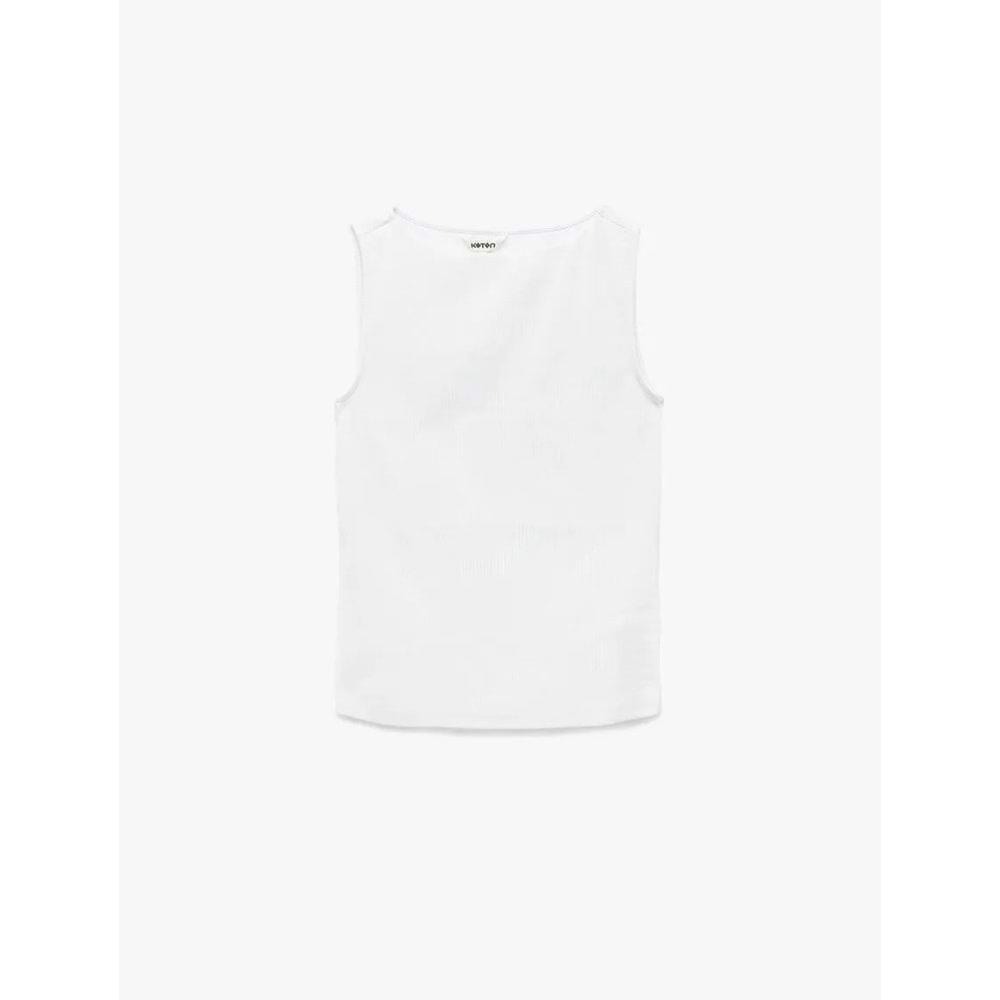 Kadın Giyim Pamuklu Slim Fit Kolsuz Kayık Yaka Bluz - KOTON - 6SAK10029EK - BEYAZ - L