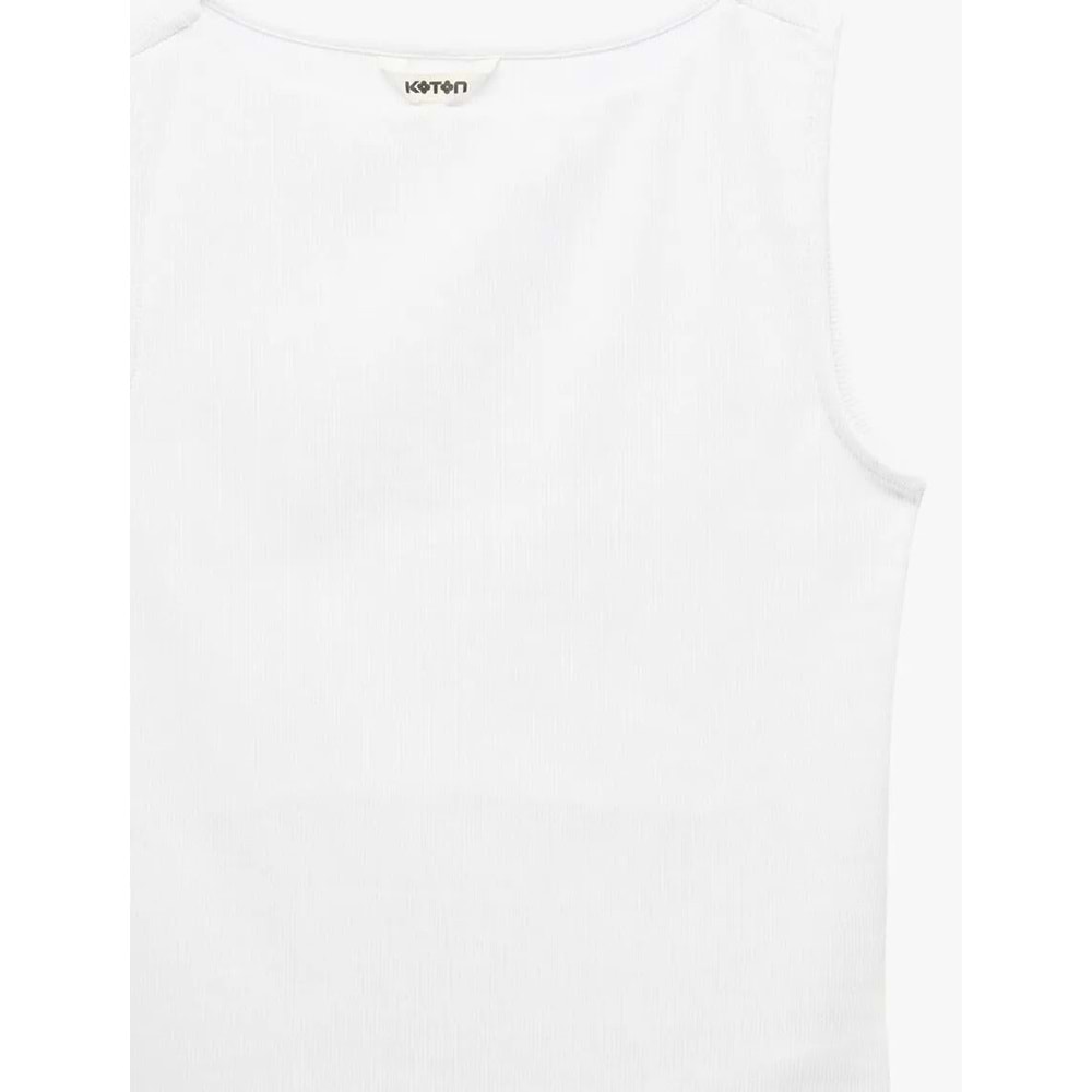 Kadın Giyim Pamuklu Slim Fit Kolsuz Kayık Yaka Bluz - KOTON - 6SAK10029EK - BEYAZ - L