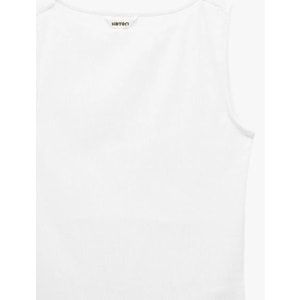 Kadın Giyim Pamuklu Slim Fit Kolsuz Kayık Yaka Bluz - KOTON - 6SAK10029EK - BEYAZ - L