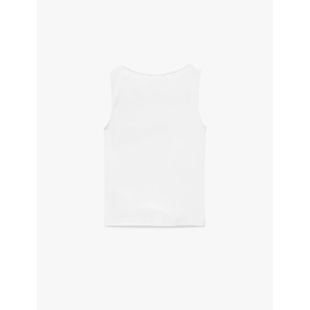 Kadın Giyim Pamuklu Slim Fit Kolsuz Kayık Yaka Bluz - KOTON - 6SAK10029EK - BEYAZ - L