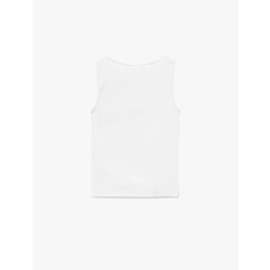 Kadın Giyim Pamuklu Slim Fit Kolsuz Kayık Yaka Bluz - KOTON - 6SAK10029EK - BEYAZ - L