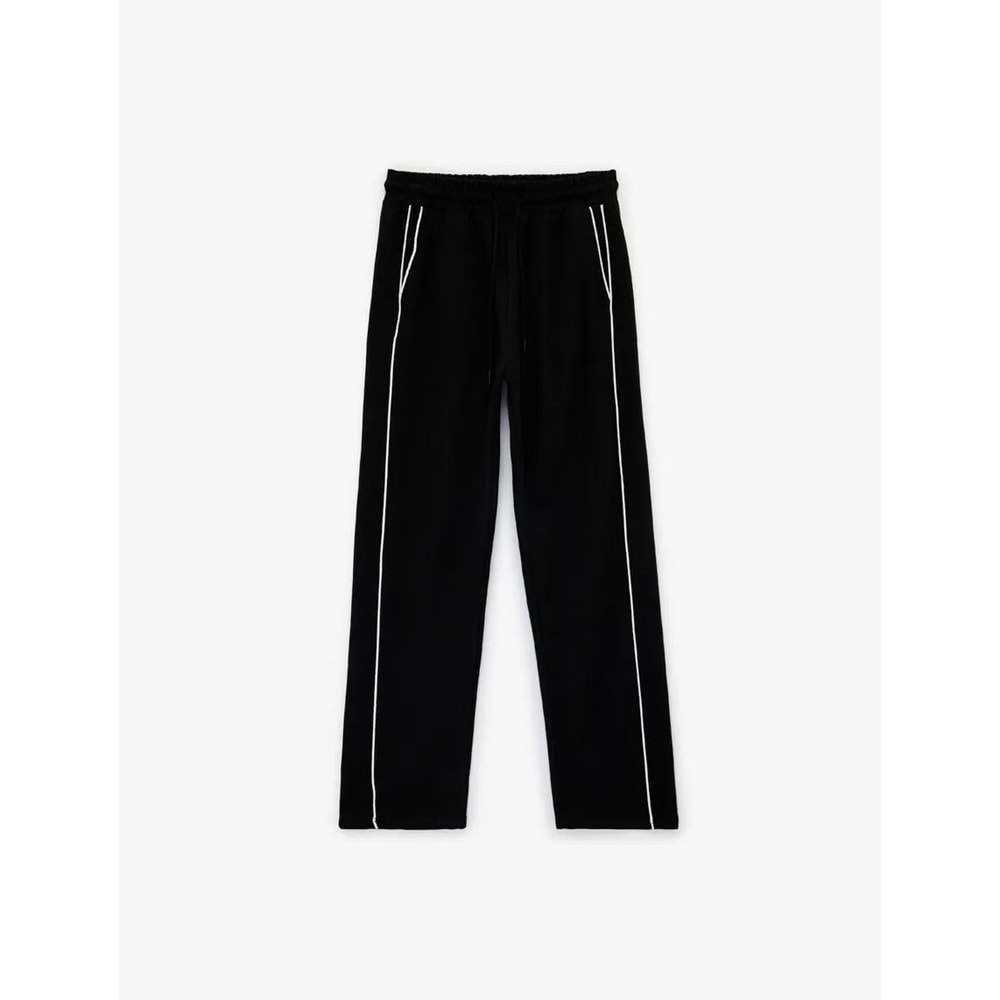 Kadın Giyim Yüksek Bel Cepli Biyeli Spor Oversize Geniş Paça Eşofman Altı - KOTON - 6SAK40127NK - SİYAH - S