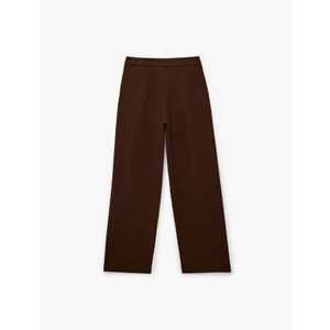 Kadın Giyim Cep Detaylı Yüksek Bel Pileli Palazzo Pantolon - KOTON - 6SAK40153UW - KAHVERENGİ - 38