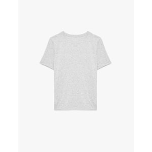 Kadın Giyim Kısa Kollu Bisiklet Yaka Baskılı Tişört - KOTON - 6SAK50126EK - GRİ MELANJ - S