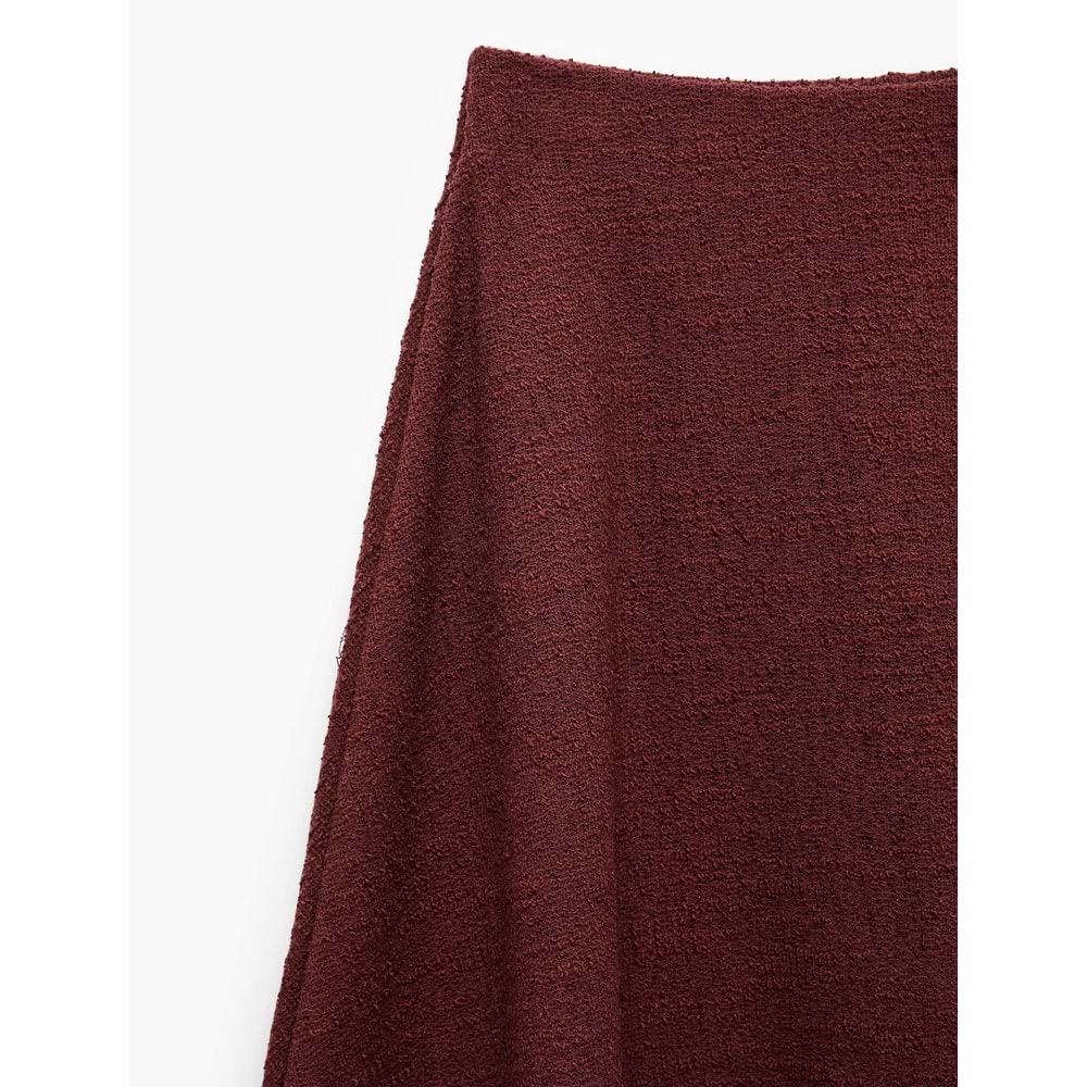 Dikiş Detaylı Normal Bel Regular Fit Uzun Etek 7WAK10032UK - KOTON - BORDO - S