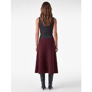 Dikiş Detaylı Normal Bel Regular Fit Uzun Etek 7WAK10032UK - KOTON - BORDO - S